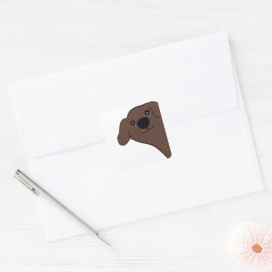 Newfoundland Dog Brown Peeking Cartoon Square Sticker