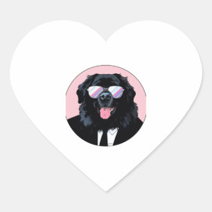 Newfoundland Dog Businessman Heart Sticker