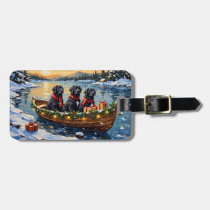 Newfoundland Dog Christmas Boat Holiday Luggage Tag