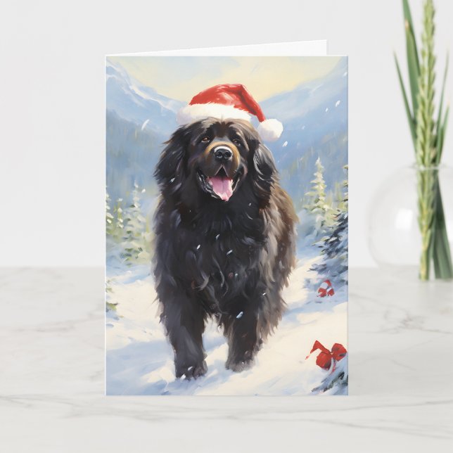Newfoundland dog Christmas Card (Front)