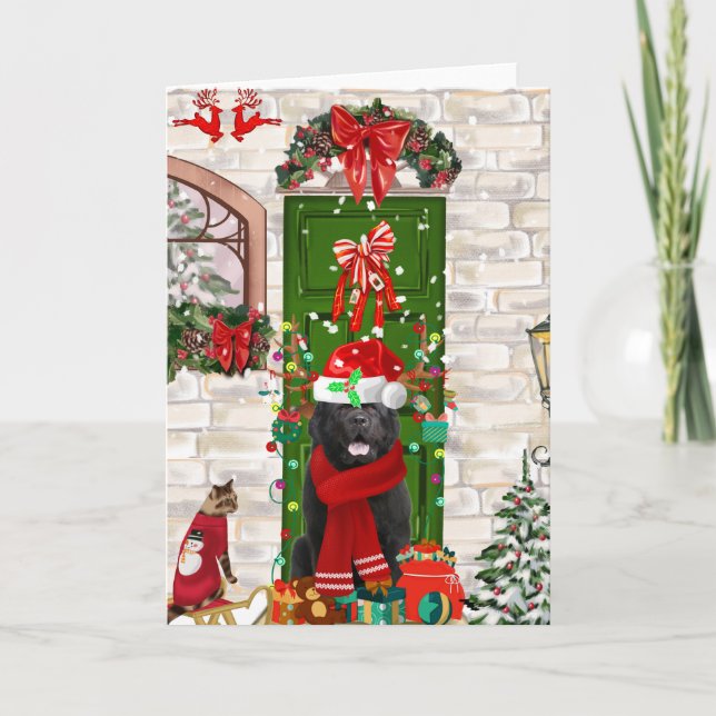 Newfoundland Dog Christmas  Card (Front)