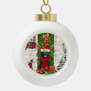 Newfoundland Dog Christmas  Ceramic Ball Christmas Ornament