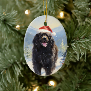 Newfoundland dog Christmas Ceramic Ornament