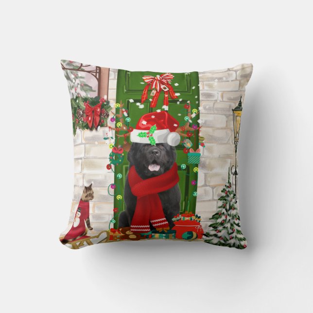 Newfoundland Dog Christmas Cushion (Front)