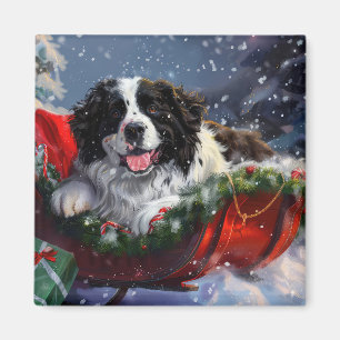 Newfoundland Dog Christmas Festive Magnet