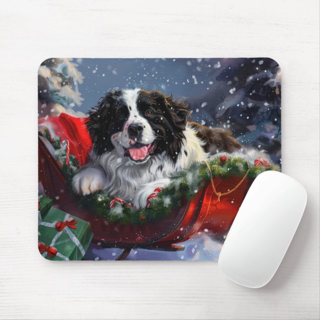 Newfoundland Dog Christmas Festive Mouse Pad (With Mouse)