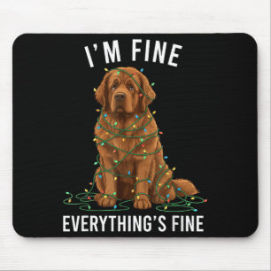 Newfoundland Dog Christmas I'm Fine Everything Is Mouse Pad