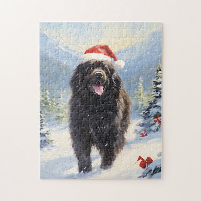 Newfoundland dog Christmas Jigsaw Puzzle (Vertical)