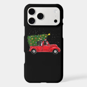 Newfoundland dog christmas on red car truck gift