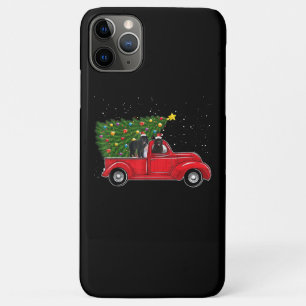 Newfoundland dog christmas on red car truck gift iPhone 11 pro max case