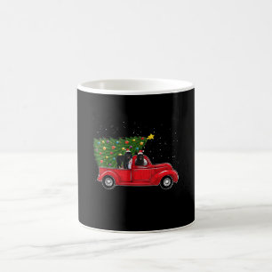 Newfoundland dog christmas on red car truck gift coffee mug