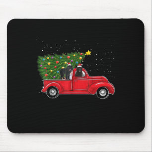 Newfoundland dog christmas on red car truck gift mouse pad