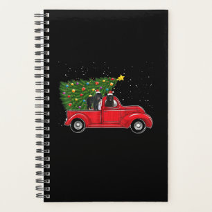 Newfoundland dog christmas on red car truck gift planner