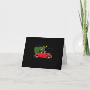 Newfoundland Dog Christmas On Red Car Truck Xmas Card