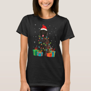 Newfoundland Dog Christmas Tree Lights Puppy T-Shirt