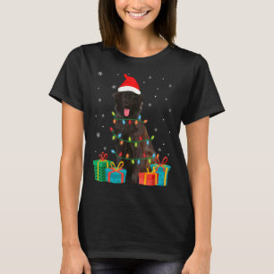 Newfoundland Dog Christmas Tree Lights Puppy   T-Shirt