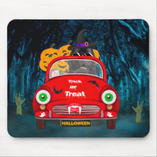 Newfoundland Dog Driving Car Scary Halloween Mouse Pad