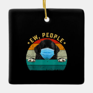 Newfoundland Dog Ew People Dog Wearing A Face Mask Ceramic Ornament