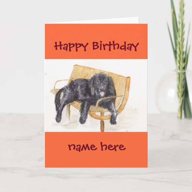 Newfoundland Dog Happy Birthday add name Card (Front)