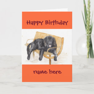 Newfoundland Dog Happy Birthday add name Card