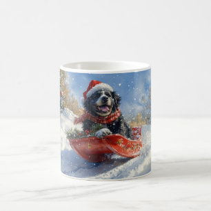 Newfoundland Dog in Sledge Let it Snow Christmas Coffee Mug
