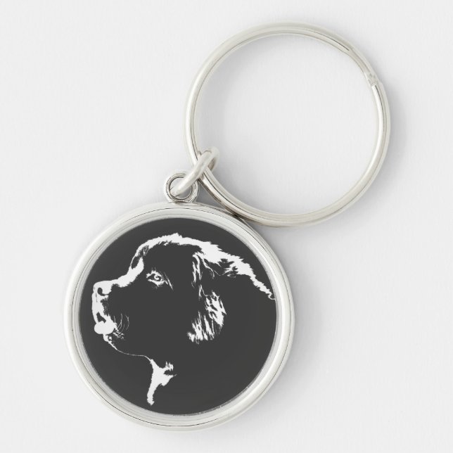 Newfoundland Dog Keychain Newfoundlander Art Gift (Front)
