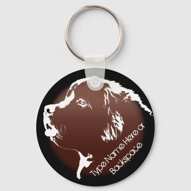 Newfoundland Dog Keychain Newfoundlander Art Gift (Front)