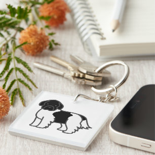 Newfoundland Dog Landseer Cartoon Key Ring