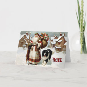 Newfoundland Dog Landseer with St Nick Card