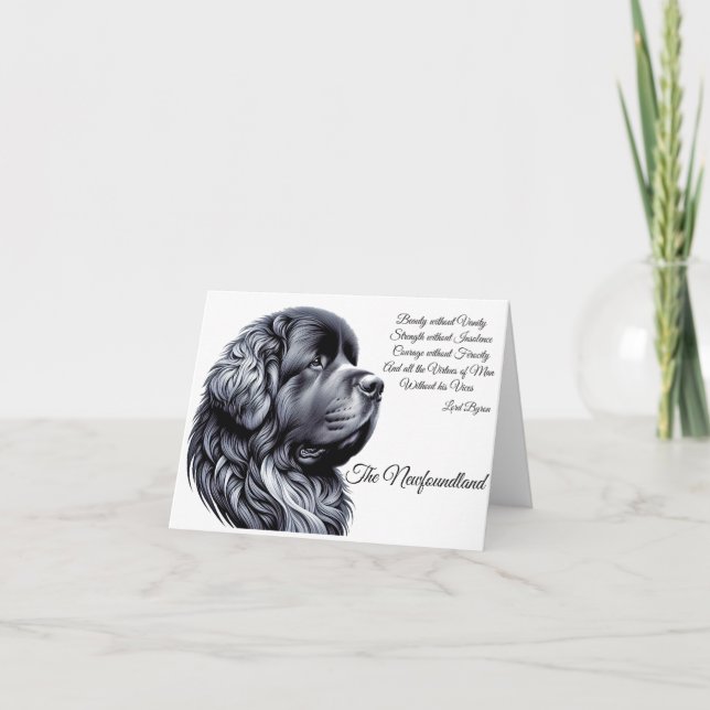 Newfoundland Dog Lord Byron Quote Note Card (Front)