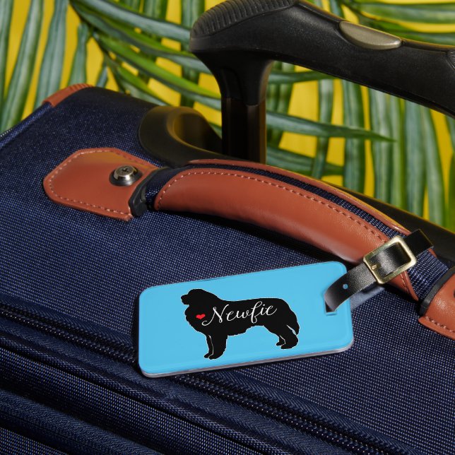 Newfoundland Dog Newfie Love Custom Luggage Tag (Front Insitu 3)