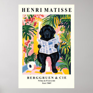 Newfoundland Dog on Toilet Print - Matisse Style