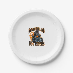 Newfoundland Dog Rider Paper Plate