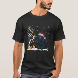 Newfoundland Dog Santa Hat Festive Tree Light Xmas T-Shirt