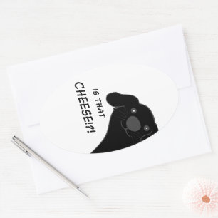 Newfoundland Dog Side Peeking Black Is That Cheese Oval Sticker