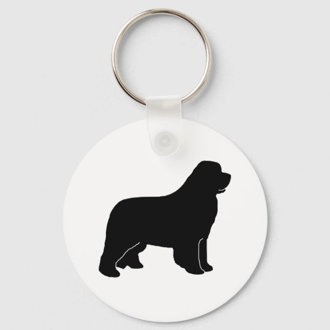 Newfoundland dog silhouette key ring (Front)