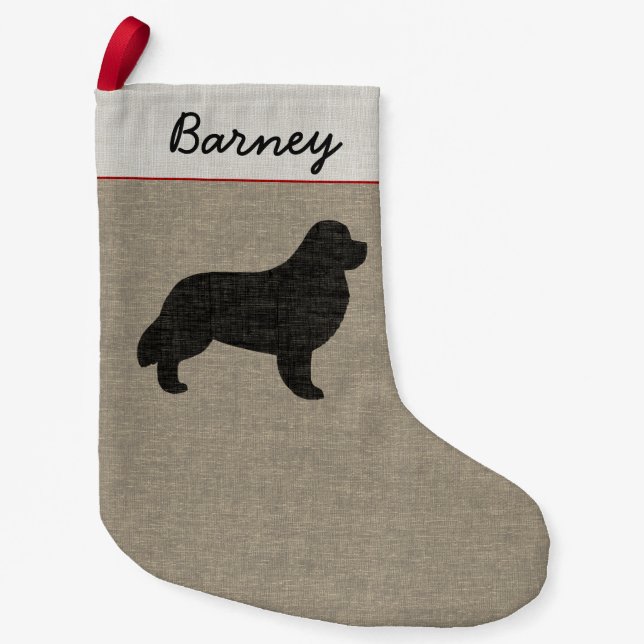 Newfoundland Dog Silhouette Newf Personalised Small Christmas Stocking (Front)