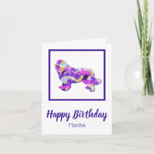 Newfoundland Dog Silhouette Purple PY&B Birthday Card