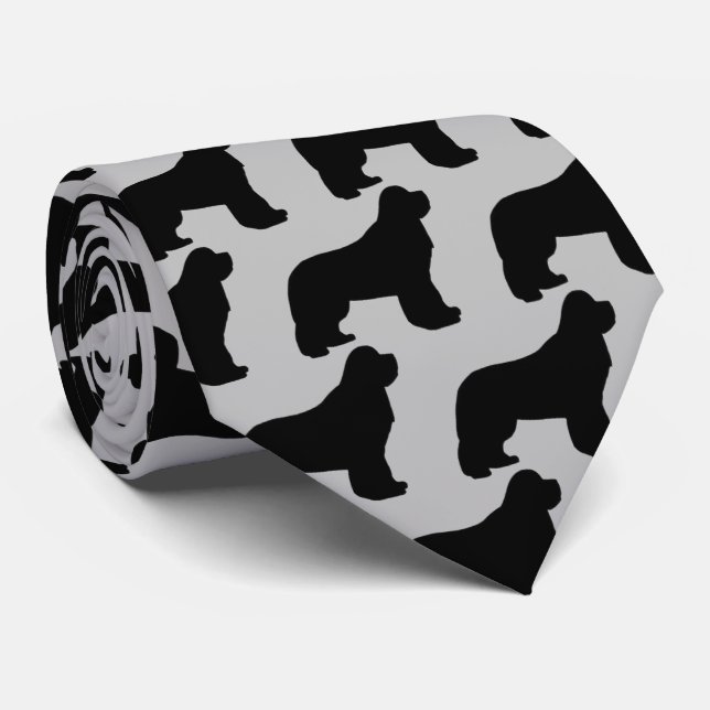 Newfoundland Dog Silhouette Tie (Rolled)