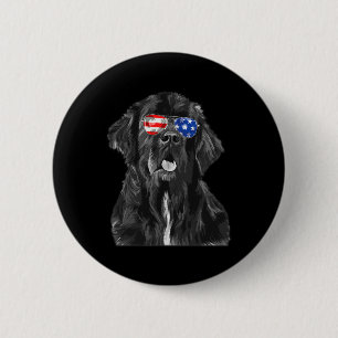 Newfoundland Dog Sungles Flag American 4th Of July 6 Cm Round Badge