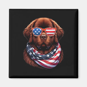 Newfoundland Dog Usa Flag American Patriotic Dog 4 Magnet