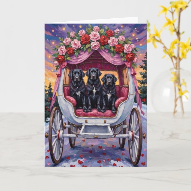 Newfoundland Dog Valentine's Day  Card (Yellow Flower)