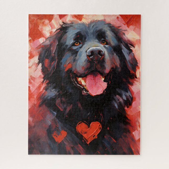 Newfoundland dog Valentines day Jigsaw Puzzle (Vertical)