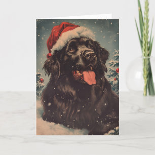 Newfoundland dog vintage personalised Christmas  Holiday Card