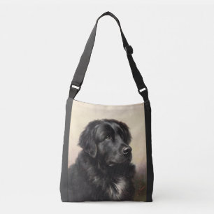 Newfoundland dog vintage realistic paint   crossbody bag