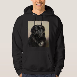 Newfoundland dog vintage realistic paint hoodie