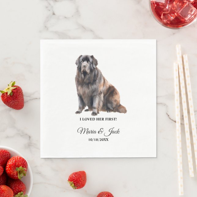 Newfoundland Dog Wedding Napkins with Photo (Insitu)