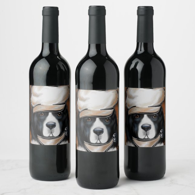 Newfoundland Dog Wine Label (Bottles)