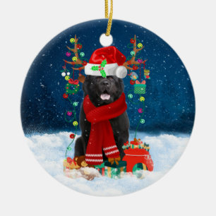 Newfoundland dog with Christmas gifts Ceramic Ornament