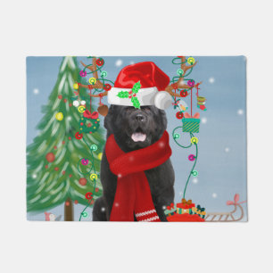 Newfoundland dog with Christmas gifts  Doormat
